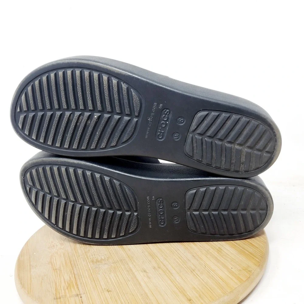 Crocs Brooklyn Slide Sandals Womens 8 Black Platform Chunky LiteRide Shoes